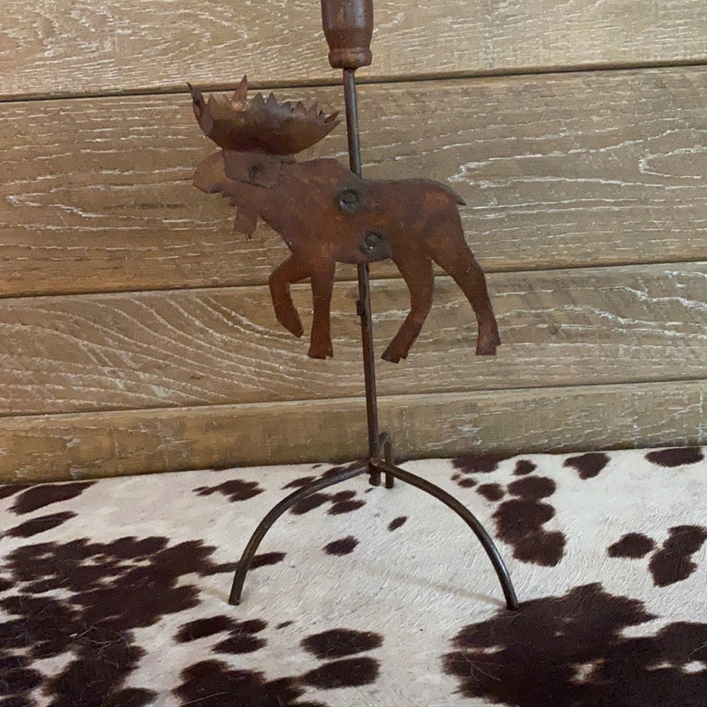 Moose candlestick holder